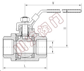 二片式內(nèi)螺紋球閥 結(jié)構(gòu)圖